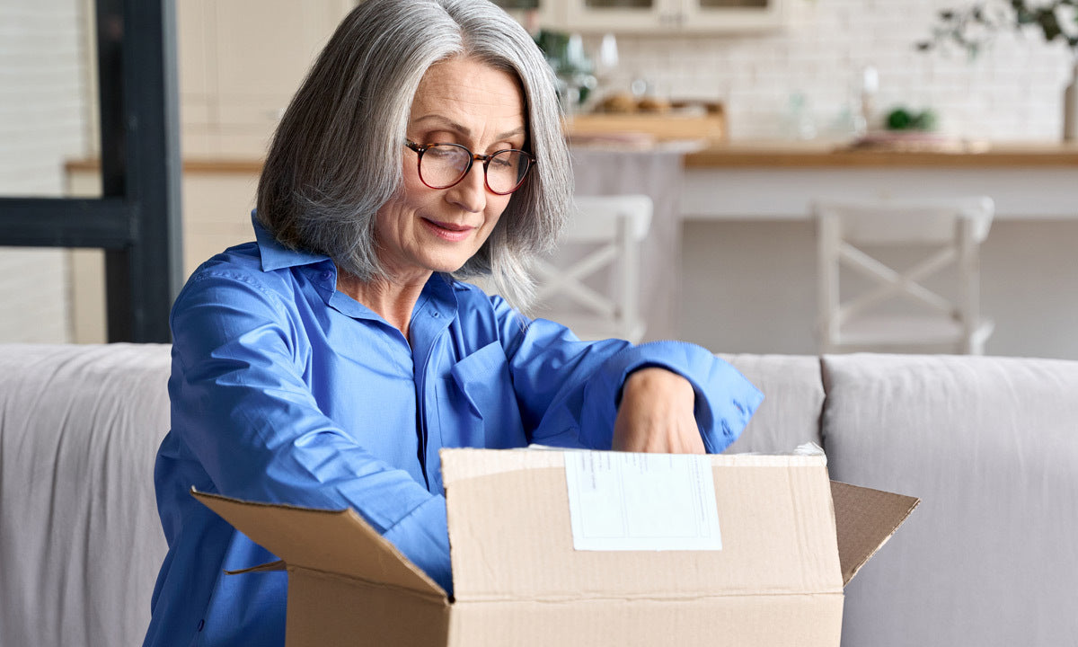 mature woman removing contents