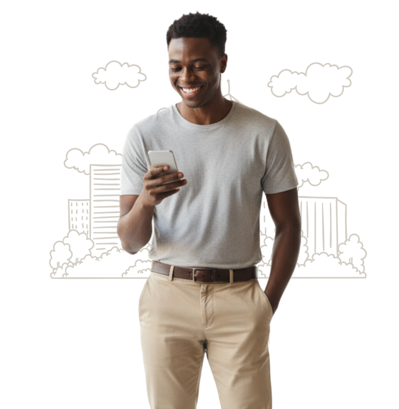 señor usando el celular